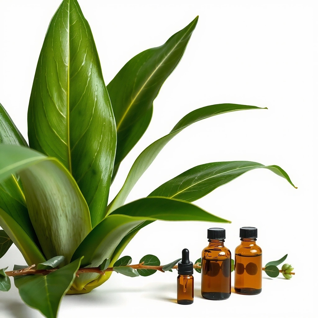 Fresh leaves and botanical elements representing growth and vitality