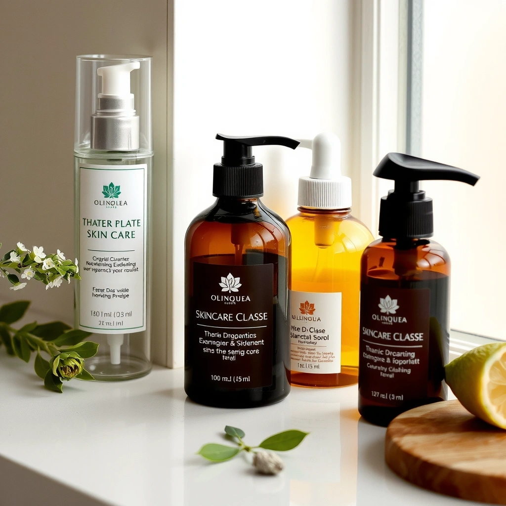 Natural skincare routine with organic products