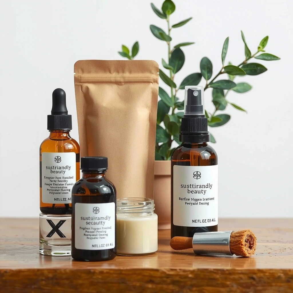 Sustainable beauty products with eco-friendly packaging